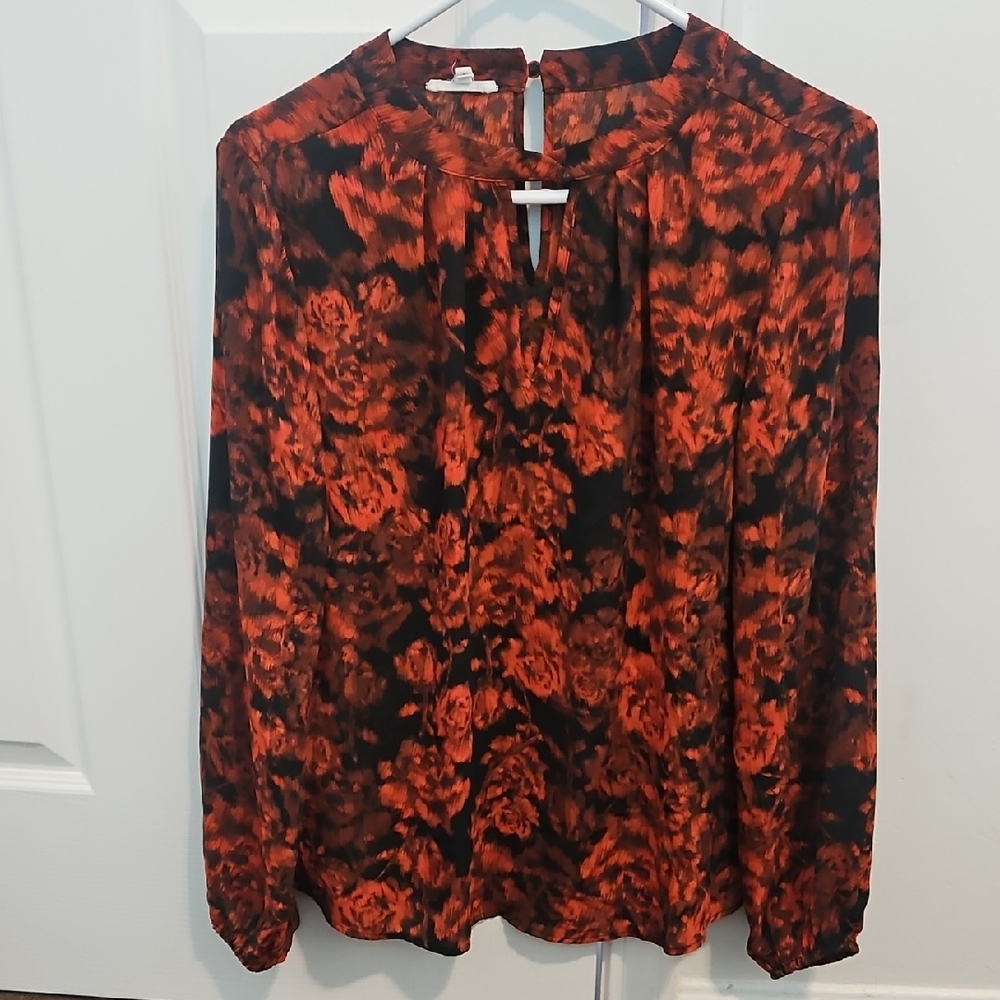 Maurices Red and Black Floral Blouse